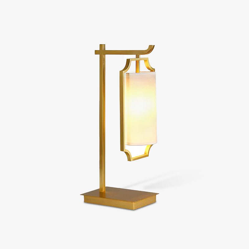 Elise Elegant Brass Table Lamp with White Fabric Drum Shade for Office and Living Room