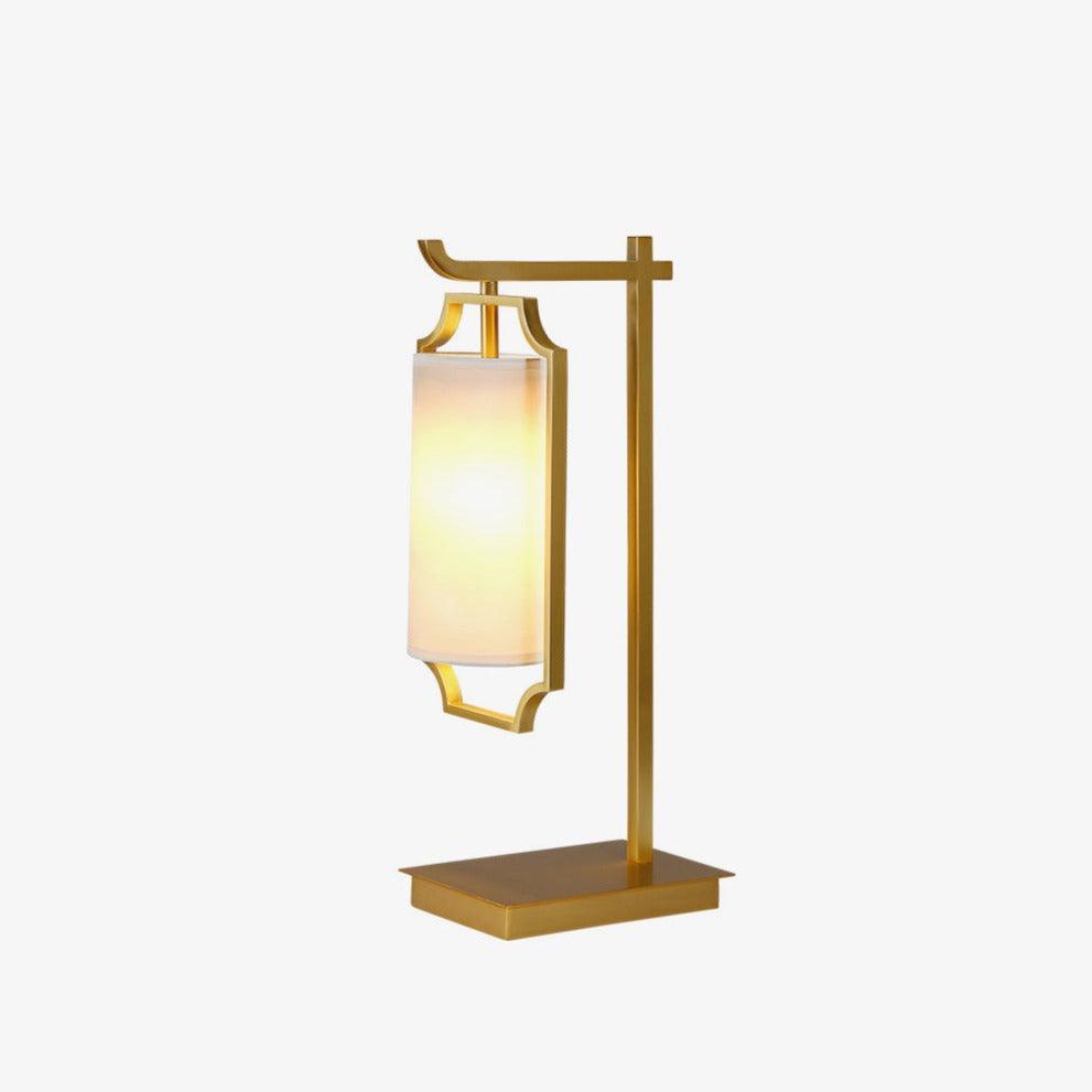 Elise Elegant Brass Table Lamp with White Fabric Drum Shade for Office and Living Room