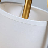 Elise Elegant Brass Table Lamp with White Fabric Drum Shade for Office and Living Room