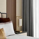Elise Elegant Brass Table Lamp with White Fabric Drum Shade for Office and Living Room