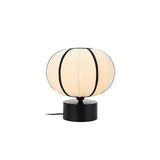 Contemporary Minimalist Table Lamp with Beige Fabric Shade and Black Metal Base