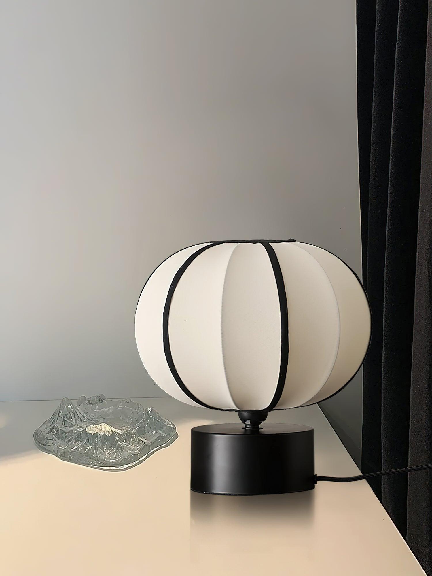 Contemporary Minimalist Table Lamp with Beige Fabric Shade and Black Metal Base