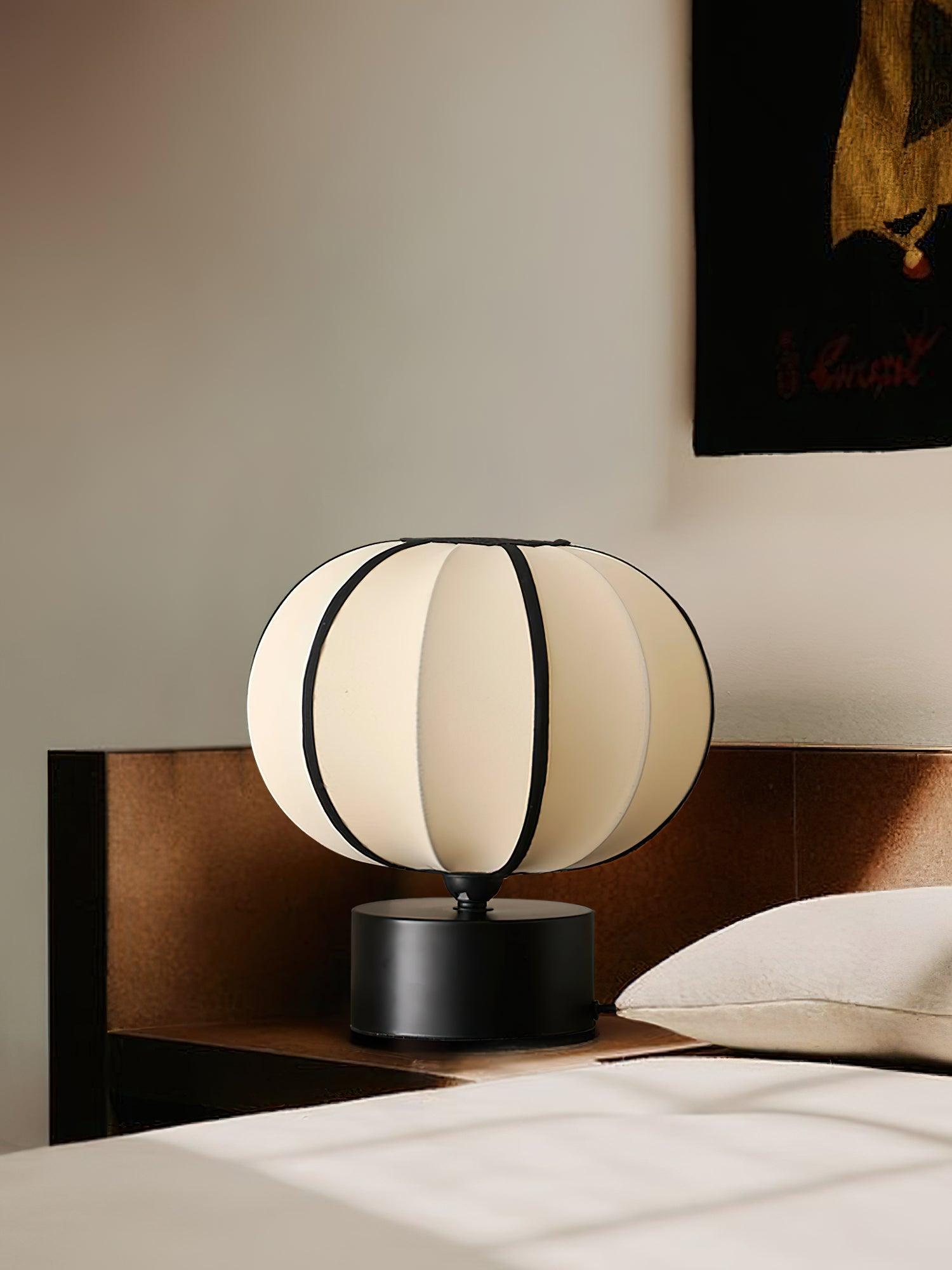 Contemporary Minimalist Table Lamp with Beige Fabric Shade and Black Metal Base