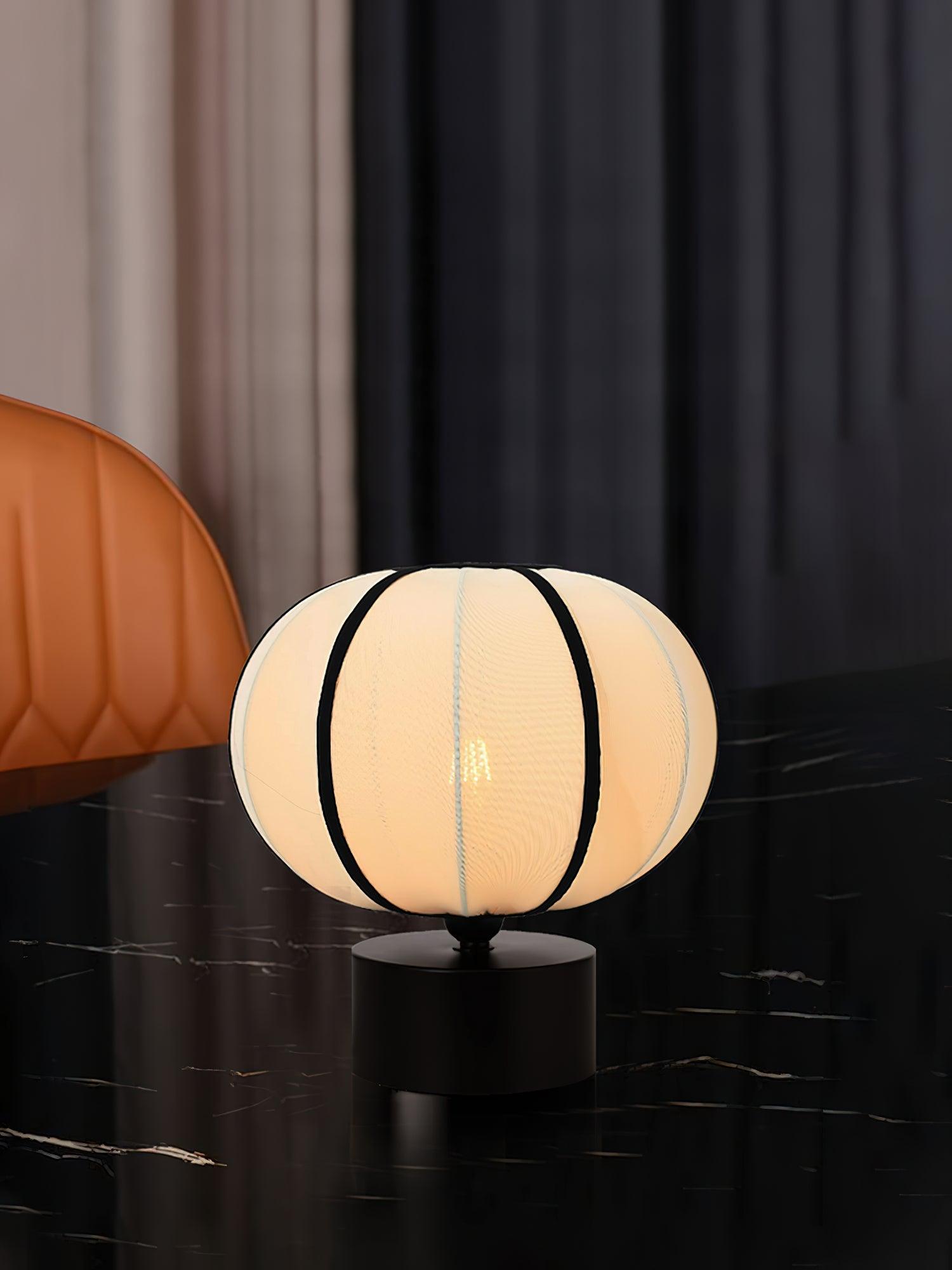 Contemporary Minimalist Table Lamp with Beige Fabric Shade and Black Metal Base