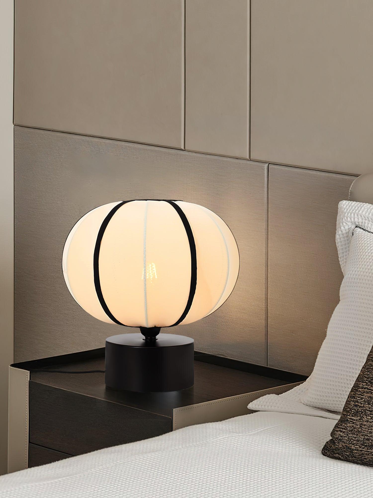 Contemporary Minimalist Table Lamp with Beige Fabric Shade and Black Metal Base