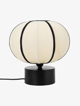 Contemporary Minimalist Table Lamp with Beige Fabric Shade and Black Metal Base