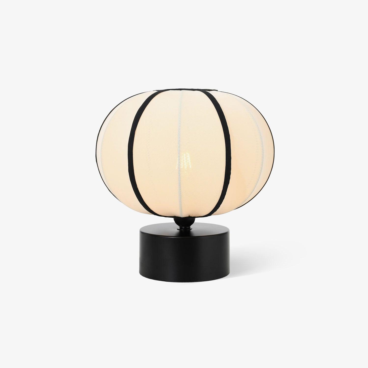 Contemporary Minimalist Table Lamp with Beige Fabric Shade and Black Metal Base