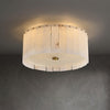 Luxury Elysian Natural Alabaster Flush Mount Ceiling Light with Brass Detailing and Glass Diffuser
