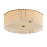 Luxury Elysian Natural Alabaster Flush Mount Ceiling Light with Brass Detailing and Glass Diffuser