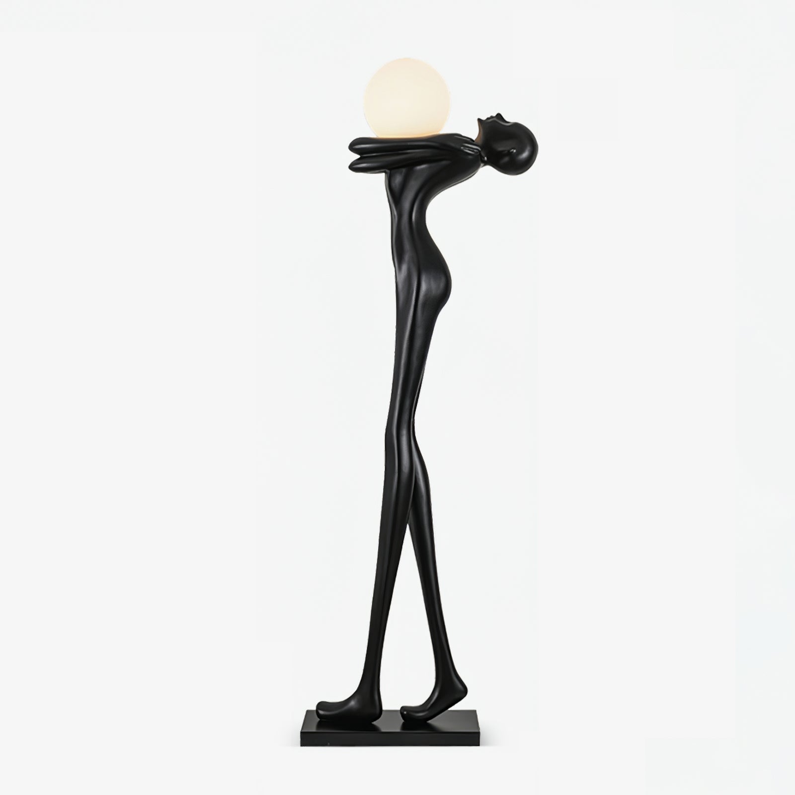 Modern Artistic Figure Floor Lamp with White Glass Globe Sculpture Standing Light