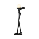 Modern Artistic Figure Floor Lamp with White Glass Globe Sculpture Standing Light