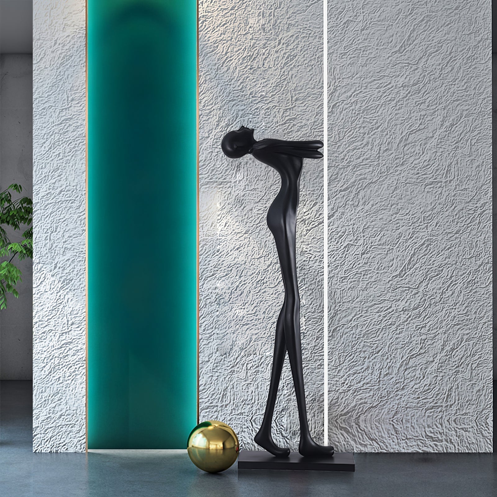 Modern Artistic Figure Floor Lamp with White Glass Globe Sculpture Standing Light
