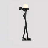 Modern Artistic Figure Floor Lamp with White Glass Globe Sculpture Standing Light