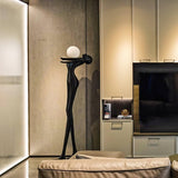 Modern Artistic Figure Floor Lamp with White Glass Globe Sculpture Standing Light