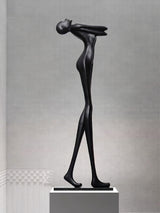 Modern Artistic Figure Floor Lamp with White Glass Globe Sculpture Standing Light