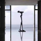 Modern Artistic Figure Floor Lamp with White Glass Globe Sculpture Standing Light