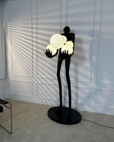 Modern Artistic Embrace Sculpture Floor Lamp with Radiant LED Glass Spheres