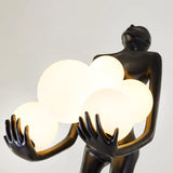 Modern Artistic Embrace Sculpture Floor Lamp with Radiant LED Glass Spheres