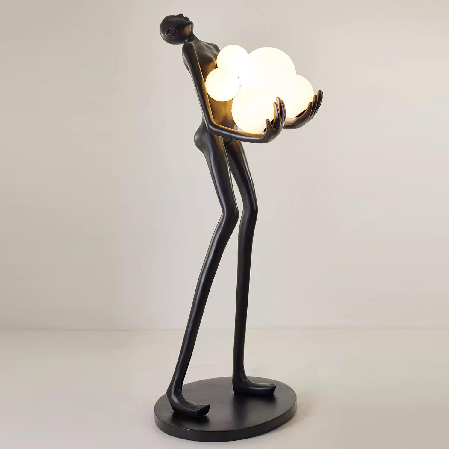 Modern Artistic Embrace Sculpture Floor Lamp with Radiant LED Glass Spheres