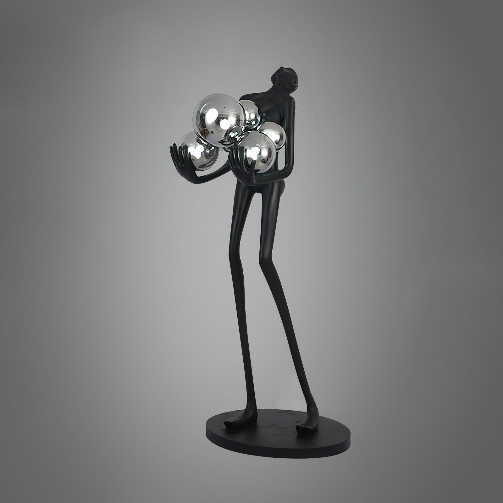 Modern Artistic Embrace Sculpture Floor Lamp with Radiant LED Glass Spheres