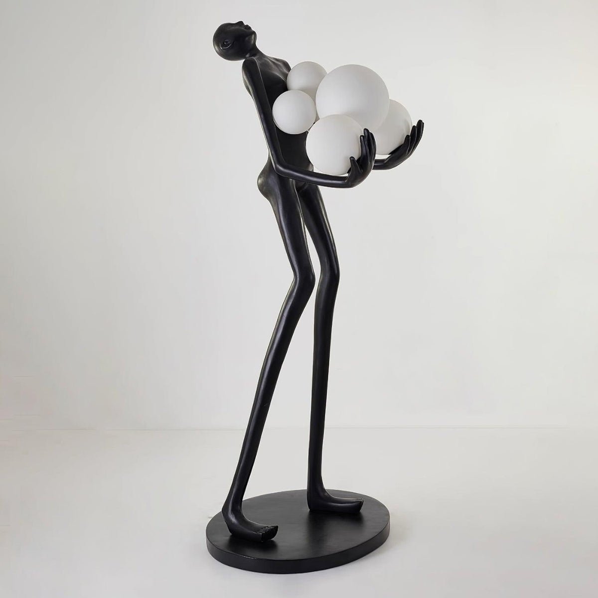 Modern Artistic Embrace Sculpture Floor Lamp with Radiant LED Glass Spheres