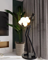 Modern Artistic Embrace Sculpture Floor Lamp with Radiant LED Glass Spheres