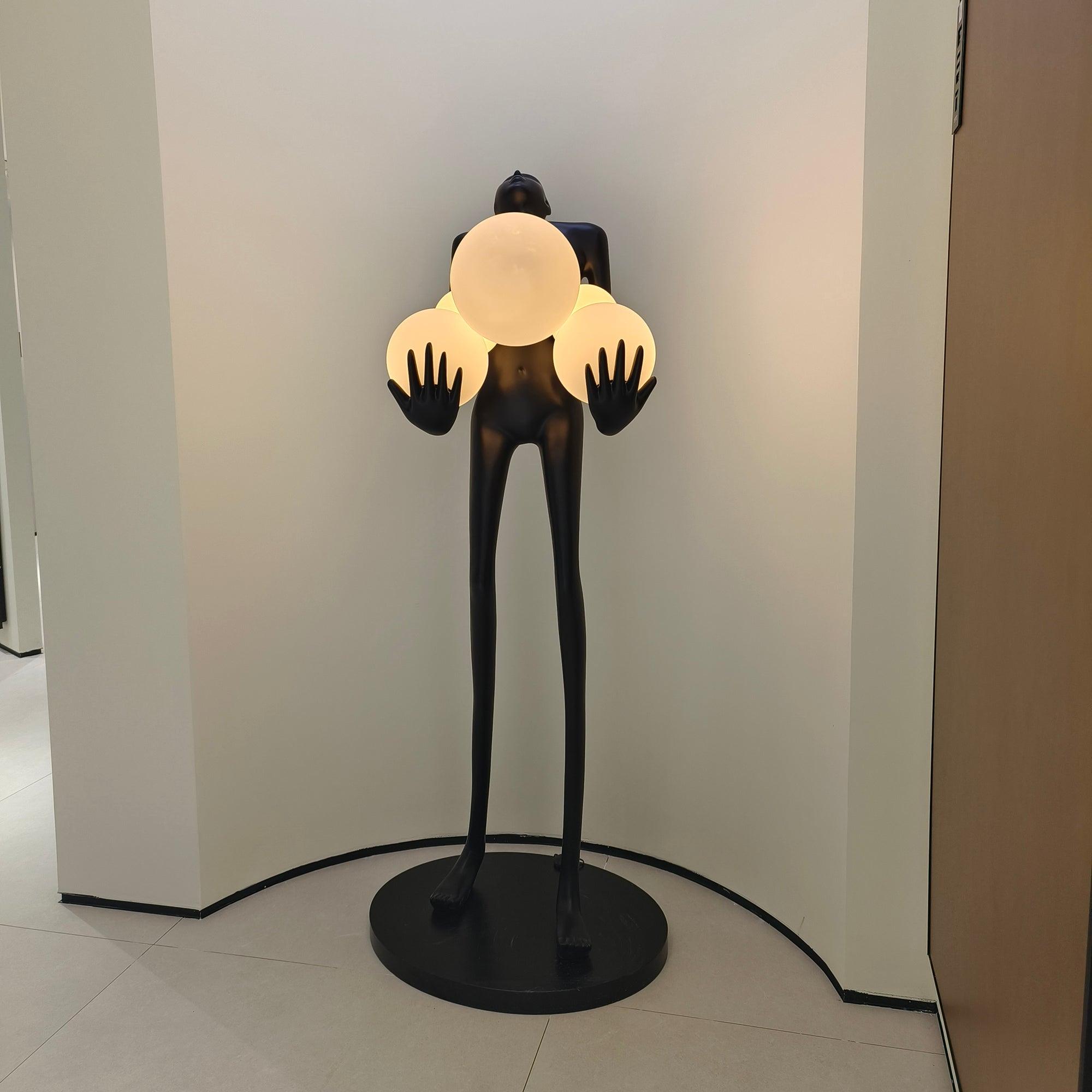Modern Artistic Embrace Sculpture Floor Lamp with Radiant LED Glass Spheres