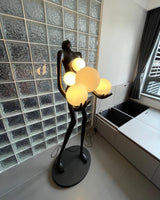 Modern Artistic Embrace Sculpture Floor Lamp with Radiant LED Glass Spheres