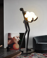 Modern Artistic Embrace Sculpture Floor Lamp with Radiant LED Glass Spheres