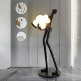Modern Artistic Embrace Sculpture Floor Lamp with Radiant LED Glass Spheres
