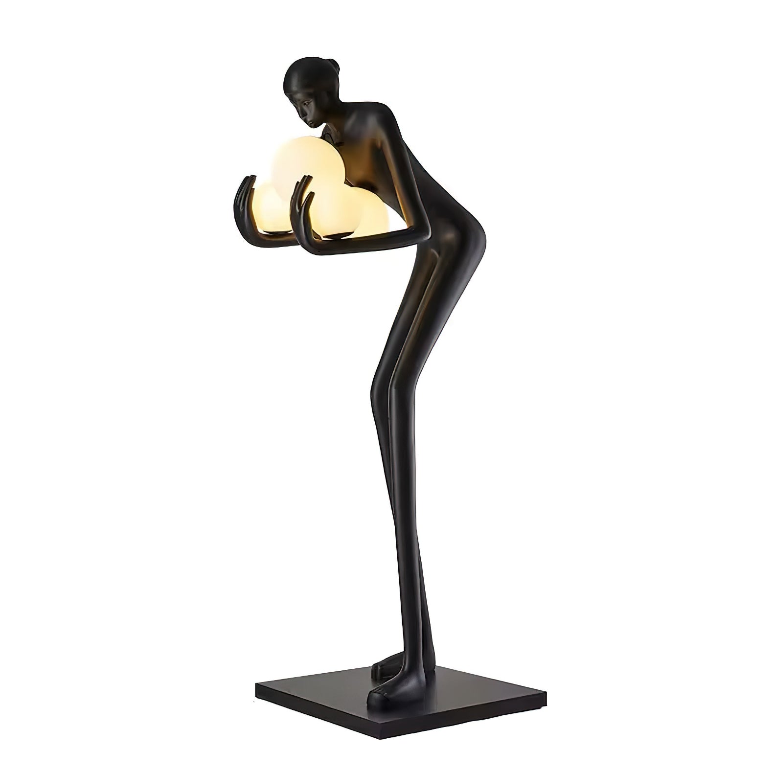 Human Figure Art Sculpture Floor Lamp Modern Matte Black Uplight Decor
