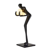 Human Figure Art Sculpture Floor Lamp Modern Matte Black Uplight Decor
