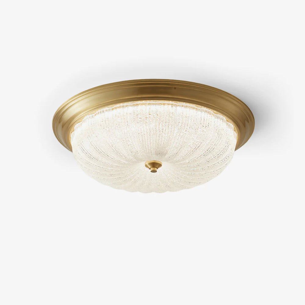 Emily Modern LED Flush Mount Ceiling Light Brass and Textured Glass Fixture for Indoor Home Decor