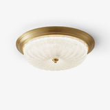 Emily Modern LED Flush Mount Ceiling Light Brass and Textured Glass Fixture for Indoor Home Decor