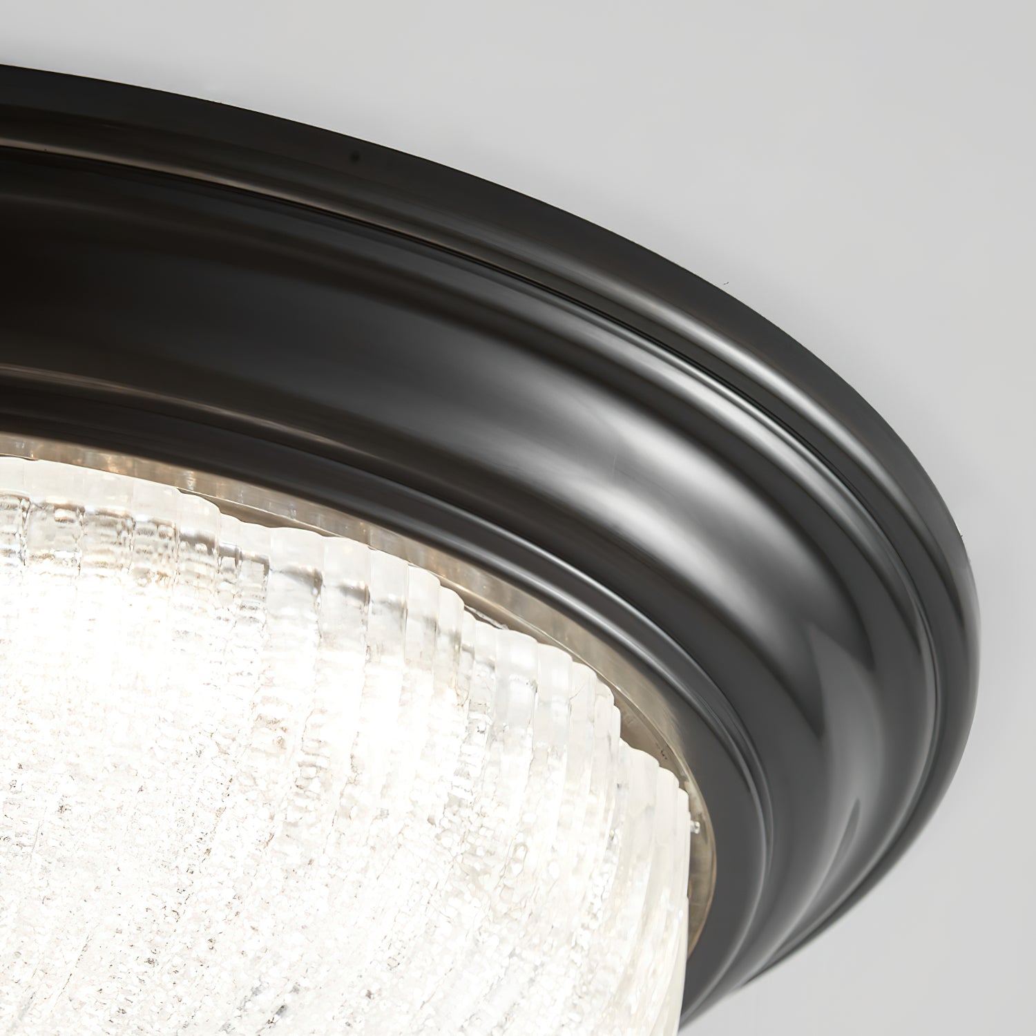 Emily Modern LED Flush Mount Ceiling Light Brass and Textured Glass Fixture for Indoor Home Decor