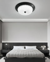 Emily Modern LED Flush Mount Ceiling Light Brass and Textured Glass Fixture for Indoor Home Decor