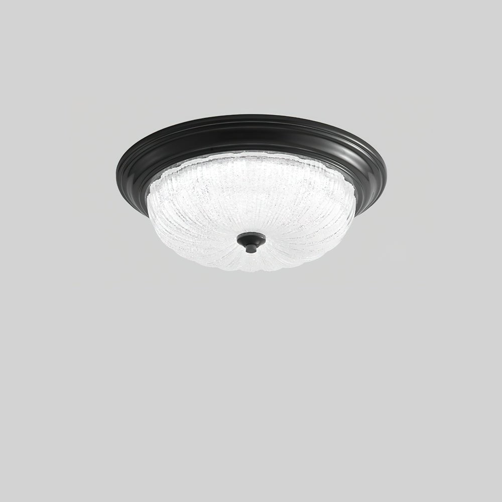 Emily Modern LED Flush Mount Ceiling Light Brass and Textured Glass Fixture for Indoor Home Decor