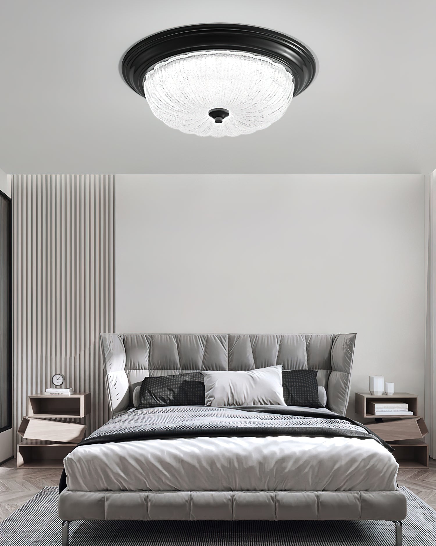Emily Modern LED Flush Mount Ceiling Light Brass and Textured Glass Fixture for Indoor Home Decor