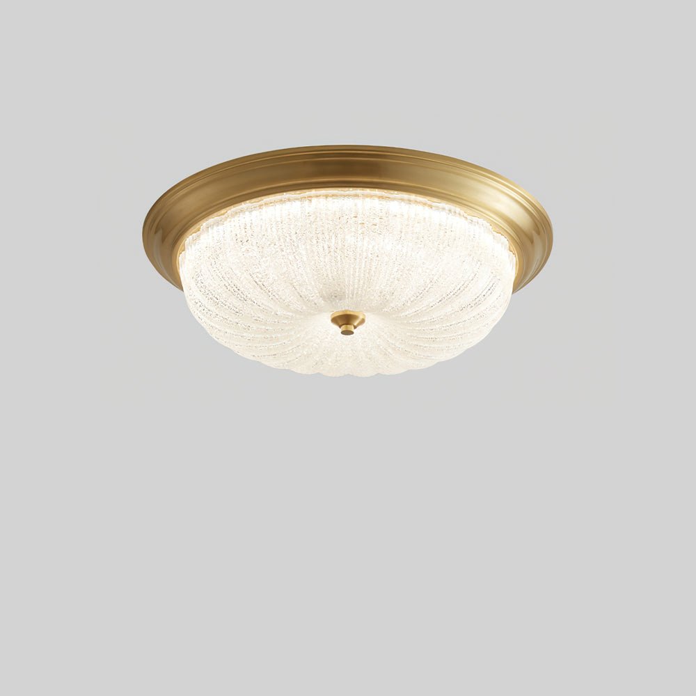 Emily Modern LED Flush Mount Ceiling Light Brass and Textured Glass Fixture for Indoor Home Decor