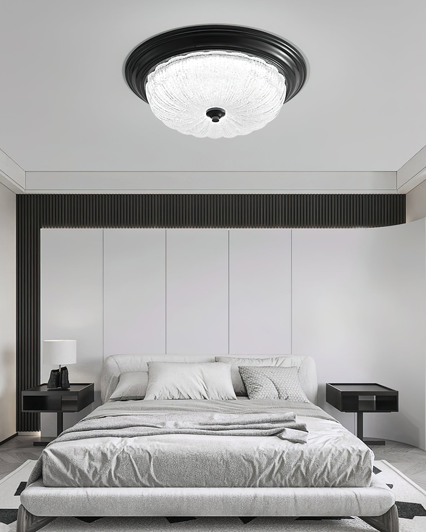 Emily Modern LED Flush Mount Ceiling Light Brass and Textured Glass Fixture for Indoor Home Decor