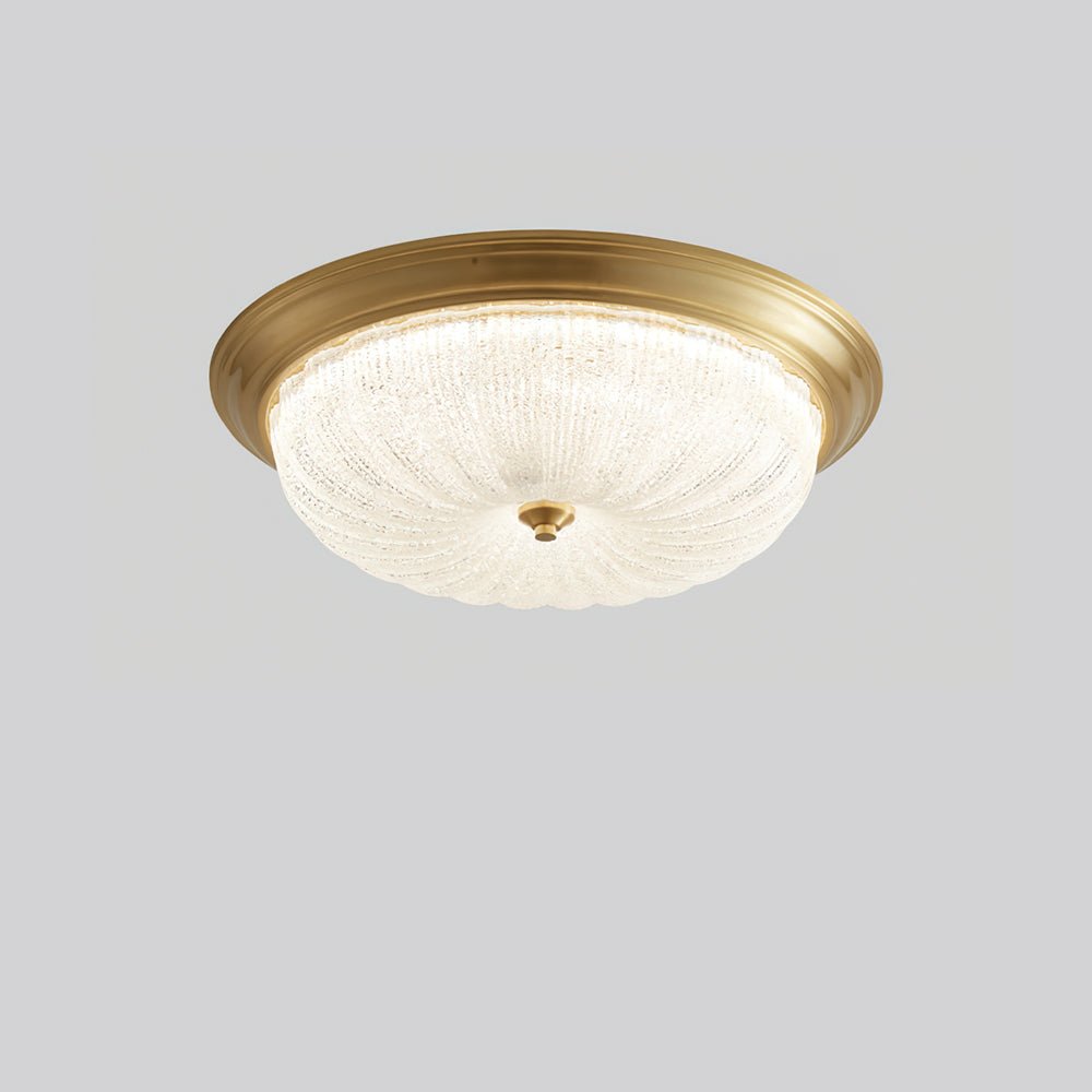 Emily Modern LED Flush Mount Ceiling Light Brass and Textured Glass Fixture for Indoor Home Decor