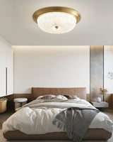 Emily Modern LED Flush Mount Ceiling Light Brass and Textured Glass Fixture for Indoor Home Decor