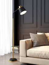 Emmental Mid Century Modern Slender Iron Floor Lamp with Adjustable Shade Gold Finish