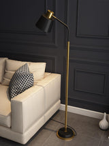 Emmental Mid Century Modern Slender Iron Floor Lamp with Adjustable Shade Gold Finish