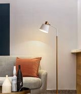 Emmental Mid Century Modern Slender Iron Floor Lamp with Adjustable Shade Gold Finish