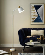 Emmental Mid Century Modern Slender Iron Floor Lamp with Adjustable Shade Gold Finish