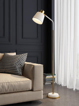 Emmental Mid Century Modern Slender Iron Floor Lamp with Adjustable Shade Gold Finish