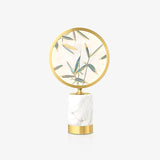 Mid Century Modern Marble and Hand Painted Bamboo Glass Table Lamp for Bedroom and Office