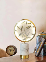 Mid Century Modern Marble and Hand Painted Bamboo Glass Table Lamp for Bedroom and Office