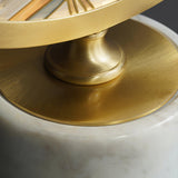 Mid Century Modern Marble and Hand Painted Bamboo Glass Table Lamp for Bedroom and Office